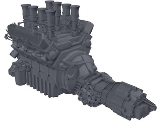 Jaguar XJ13 Engine and Gearbox 3D Model preview