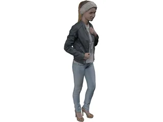 Woman Jeans High Heels 3D Model preview