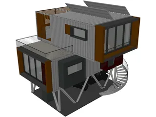 Shipping Container Home 3D Model preview