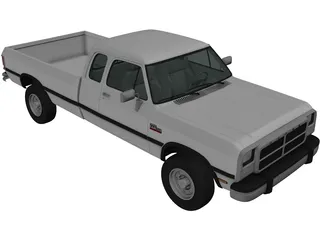 Dodge Ram Club Cab (1991) 3D Model preview