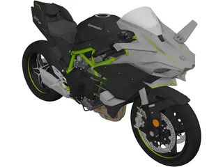 Kawasaki Ninja H2R Supercharged 3D Model preview