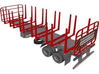 Wood Trailer 3D Model preview
