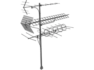 Aerial TV Antenna 3D Model preview