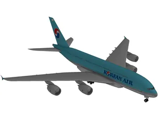 Airbus A380 Korean Air 3D Model preview