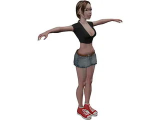 Girl In Skirt 3D Model preview