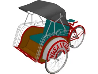 Becak 3D Model preview