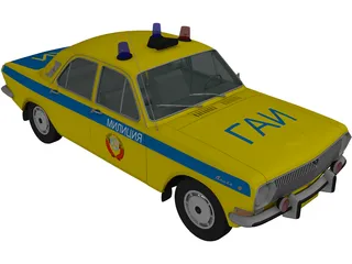 GAZ-24 Volga Soviet Police (1967) 3D Model preview