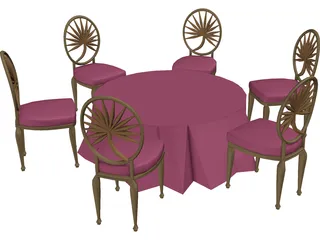 Table and Chairs 3D Model preview