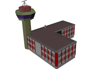 Control Tower with Airport Building 3D Model preview