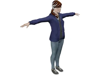 Hoodie Girl 3D Model preview