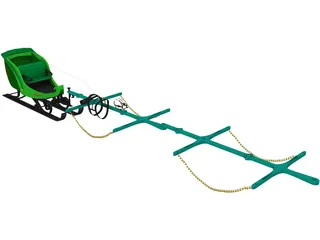 Santa Sleigh 3D Model preview