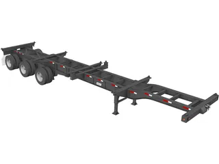 Trailer Semi Pratt GN2040EZ Container Chassis 40ft (2018) 3D Model preview