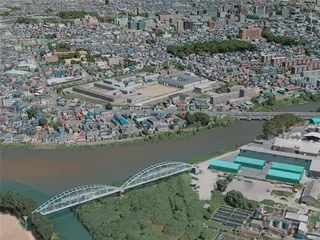 Akita City, Japan (2020) 3D Model preview