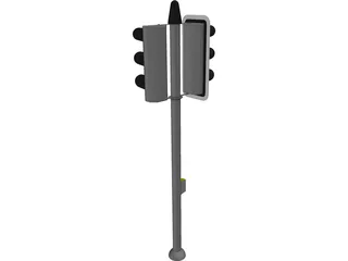 Short Traffic Light 3D Model preview