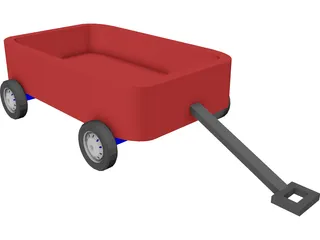 Children Red Wagon 3D Model preview