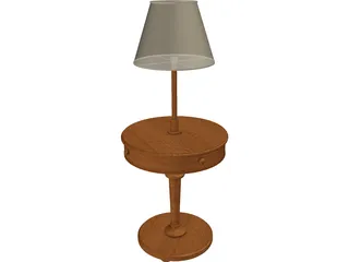 Rounded Table with Lamp 3D Model preview