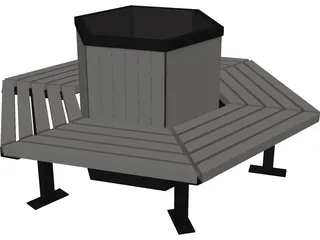 Hexagonal Bench 3D Model preview