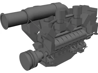 MTU 16V 595 TE70L Engine 3D Model preview