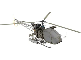Aerospatiale SA 313B Alouette II 3D Model preview