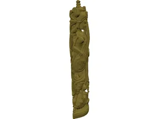 Hindu Lakshmi Statue 3D Model preview