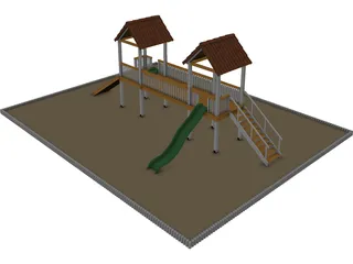 Games Area with Two Slide 3D Model preview