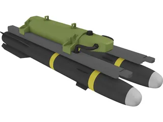 Hellfire Missile with Launcher 3D Model preview