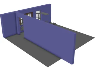 Dining Room with Balcony 3D Model preview
