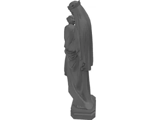 Virgin Mary Statue with Baby Jesus 3D Model preview