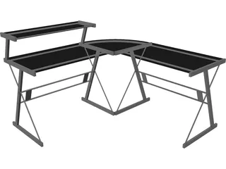Black Metal Desk 3D Model preview