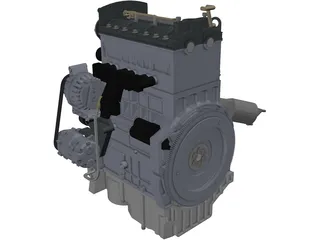Diesel Engine 3 Cylinder 3D Model preview