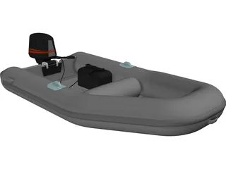 Inflatable Boat with Outboard Motor 3D Model preview