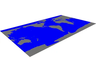 World Earth Flat with States 3D Model preview