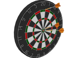 Dart Board with Darts 3D Model preview
