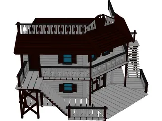 Hotel Old West 3D Model preview