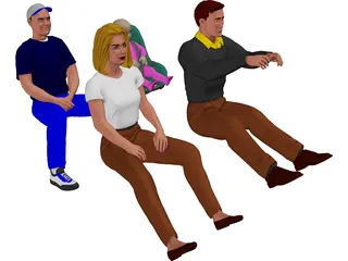 Family in Car 3D Model preview