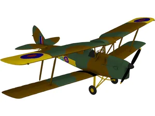 de Havilland DH-82A Tiger Moth 3D Model preview
