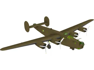 Consolidated B-24J Liberator 3D Model preview