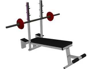 Declined Press Bench 3D Model preview