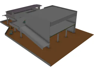 Industrial Building with Shop 3D Model preview