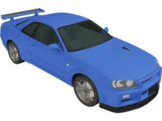 Nissan Skyline GT-R R34 Vspec (1999) 3D Model preview
