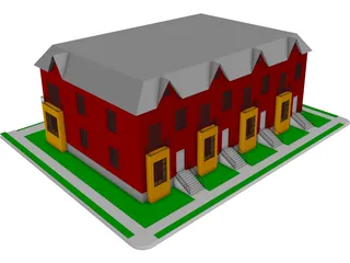 St. Louis-style Homes or Apartments 3D Model preview