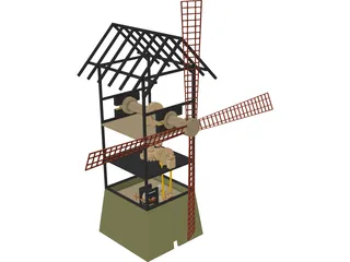 Windmill Wood 3D Model preview