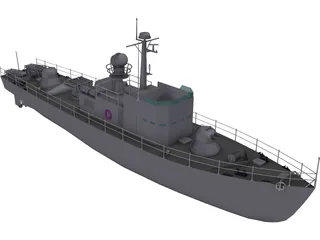 Military Fast Attack Boat 3D Model preview