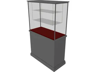 Glass Vitrine with Wooden Base 3D Model preview