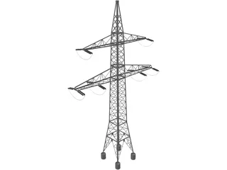 High Voltage Electric Power Transmission Pylon 3D Model preview