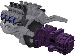Chevrolet LS1 Engine 3D Model preview