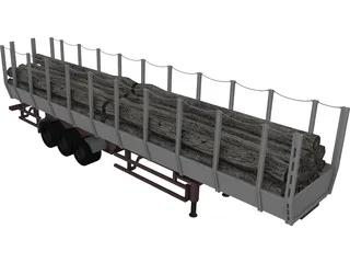 Logging Truck Trailer 3D Model preview