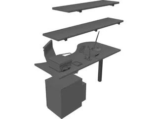 Office Work Space 3D Model preview