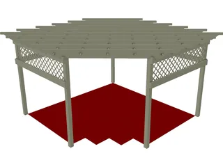 Wood Pergola 3D Model preview