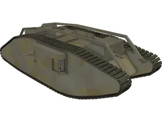 British MK1 World War 1 Era Tank 3D Model preview